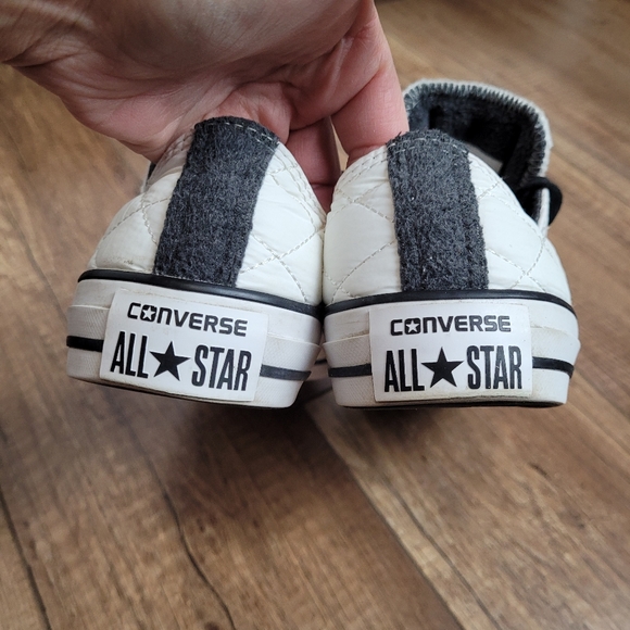 Converse Chuck Taylor Ox diamond Quilted Nylon White Black lined sneakers W 6 - Picture 6 of 16